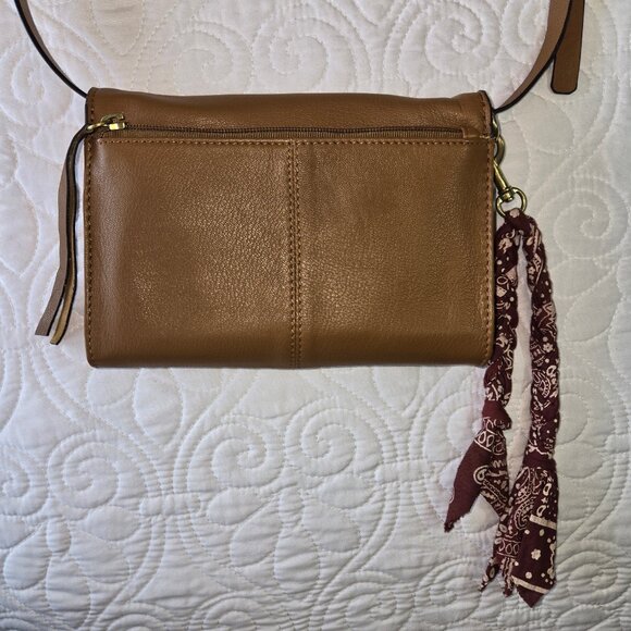 Lucky Brand Light Brown Leather Purse and/or Clutch with Decorative Tassel - Picture 3 of 16
